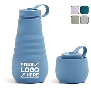 20oz Collapsible Silicone <b>Water</b> <b>Bottle</b> for Travel Hiking Camping Portable Leakproof BPA-Free <b>Foldable</b> Sports <b>Bottle</b> - Product Image 1