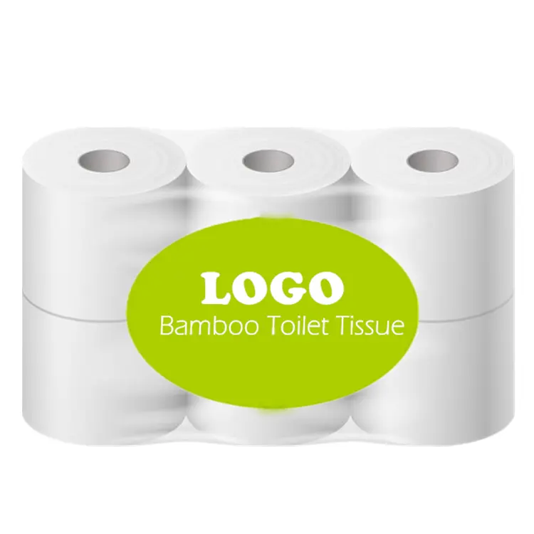 Papier hygiénique en bambou OEM ultra doux, solide, 3-4 plis, mouchoir/rouleau à pois, non blanchi, biodégradable, pour salle de bain, gratuit et disponible