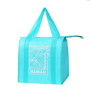 Bolsa Térmica Personalizada con Logotipo Impreso, Bolsa de Entrega de Alimentos Aislada Plegable de Tela No Tejida Reciclada, Bolsas de Compra Reutilizables con Dibujos Animados - Product Image 4