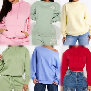 Women's Adult Autumn Casual Knitted Polyester/Cotton Sweatshirt Pullover Loose Fit Free Soft Warm Solid Color <b>Tops</b> Bulk Mix - Product Image 2