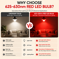 Ampoule LED A19 en aluminium SMD certifiée CE, sans scintillement, faible EMF, lumière rouge 220V E27 620~630nm 7W