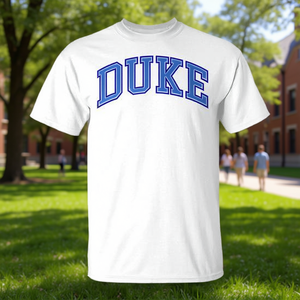 Camiseta Duke Vintage Letter blanca con cuello redondo y manga corta para hombre - Product Image 3