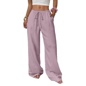 Nuova Collezione Primavera-Estate 2026 <span class=keywords><strong>di</strong></span> <span class=keywords><strong>Pantaloni</strong></span> Casual in Tinta Unita con Gamba Dritta e Vita Elastica <span class=keywords><strong>per</strong></span> Donne - Product Image 4