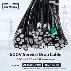 Câble aérien quadruplex 600V pour branchement de ligne, 3*6+6AWG Chola avec messager ACSR - Product Image 2