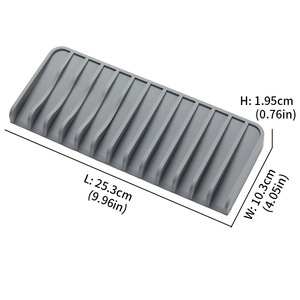 Zhixi Silicone Soap Dish Rectangular Self Drain Suction Cup Bathroom Sink Organizer Slate Gray - Product Image 4