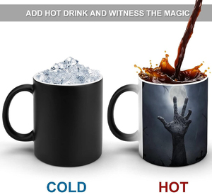 Giá bán buôn cá nhân 11oz gốm nước nóng thăng hoa đen đỏ màu xanh thay đổi ma thuật Mug - Product Image 2