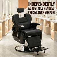 Fauteuil de Barbier Hydraulique en Cuir PU Noir, Inclinable, Pivotant à 360°, Chaise de Coiffure, Vente Directe Usine
