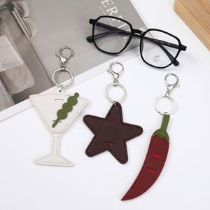 <b>Creative</b> New PU Leather Handmade Embossed Keychain Pendant Portable Glasses Storage Clip Holder Anti-Loss Promotional <b>Gifts</b> - Product Image 1