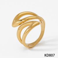 Bague ajustable en acier inoxydable Gaovo en forme de cœur ouvert pour femme, double contour, romantique, bijou fantaisie PVD, accessoire de mode, cadeau