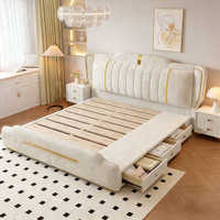 Lit moderne de luxe italien avec cadre en bois, hauteur réglable, pour salon, avec literie douce, 180x200x150cm