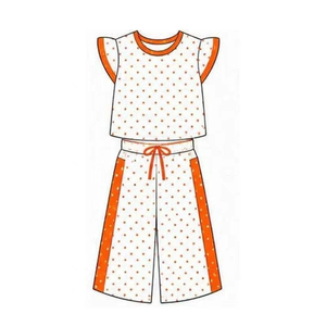 Ropa de Moda para Niños y Niñas de la Boutique Trendyism, Conjuntos de Seda de Leche Color Naranja, Ropa a Juego para Hermanos al por Mayor, Precio de Fábrica - Product Image 5