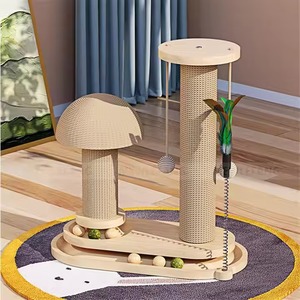 Gatto in legno massello personalizzato Scratcher struttura da arrampicata in Sisal resistente con erba gatta peluche e carta giocattoli MDF - Product Image 3