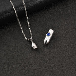 Colgante de Cadena de Caja Geométrica de Acero Inoxidable Azul Dorado con Diseño de Cartucho de <span class=keywords><strong>Metal</strong></span> Potente Estilo Hip-hop para Hombre - Última Tendencia - Product Image 3