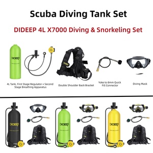 Persediaan Siap Kirim AS DIDEEP 4L X7000 <span class=keywords><strong>Set</strong></span> Peralatan Selam <span class=keywords><strong>Scuba</strong></span> dengan Regulator Pernapasan, Masker Selam, Tabung Oksigen untuk Snorkeling - Product Image 1