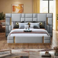 Meubles de luxe lit King/Queen Size, couvre-tête en cuir, Style français, article de luxe, pour chambre à coucher