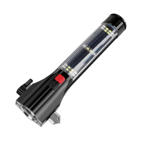 Lampe torche d'urgence multifonctionnelle rechargeable à l'énergie solaire, brise-vitre magnétique, sirène d'alarme, torche LED de sécurité automobile, vente en gros