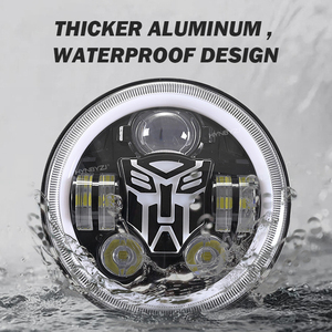 HYNBYZJ 7 'LED Phare H4 Scellé Haut Bas Faisceau 80W avec RGB Halo Anneau DRL Clignotant pour Jeep Moto Harley <span class=keywords><strong>Cafe</strong></span> - Product Image 5