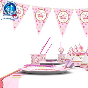 James Cook Crown <b>Pink</b> Birthday Party Set Disposable Paper Cups Plates Napkins For Children's Parties - Product Image 4