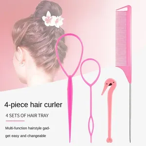 Juego de 4 piezas: Herramienta para trenzas francesas, removedor de bandas elásticas para el cabello, cortador, peine de cola de rata, peines de metal con punta para peinar el cabello - Product Image 2