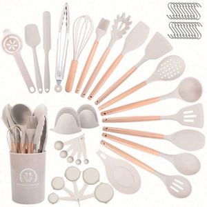 Custom 33-Piece Eco-Friendly LFGB Certified Kitchen Accessories Mixing Spatula Non-Stick Cookware Set <b>Silicone</b> Kitchen Utensils - Product Image 1