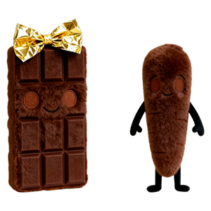 Juguete de Peluche Suave con Forma de Barra de Chocolate, con Lazo Dorado y Muñeca de Caramelo - Product Image 1