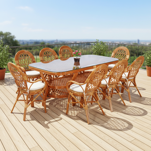 Juego de Comedor de Ratán Moderno JAVA para Uso Comercial en Hoteles y Restaurantes con Mesa Larga y Muebles de Diseño Moderno - Product Image 2