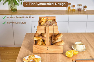 Organizador de Frutas y Verduras de 2 Niveles, Cesta Grande de Madera de Acacia para Mostrador de <span class=keywords><strong>Cocina</strong></span> - Product Image 2