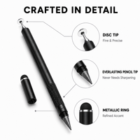 Stylet universel avec capuchon détachable, embouts disque et crayon, sans batterie, sans Bluetooth, stylet passif pour tablettes et téléphones