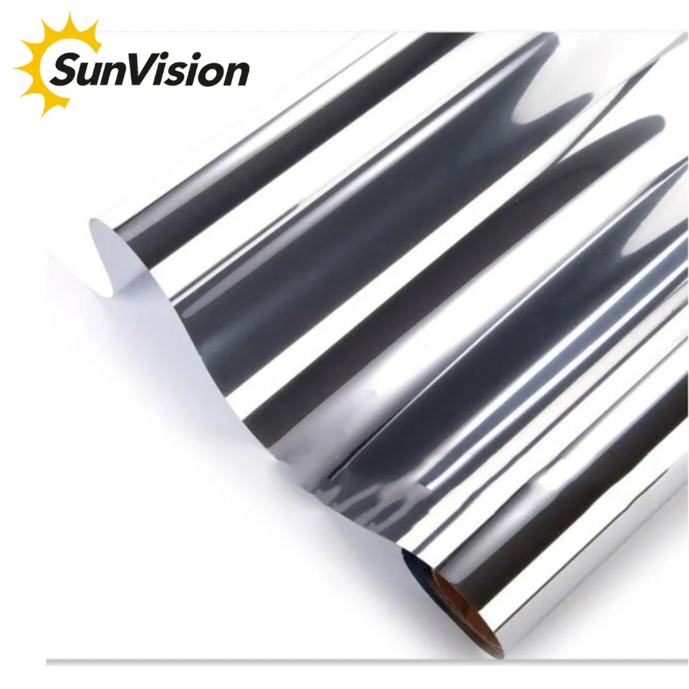 Sun blocking thermal two way mirror film reflective silver building glass window film one way vision window solar film for glass