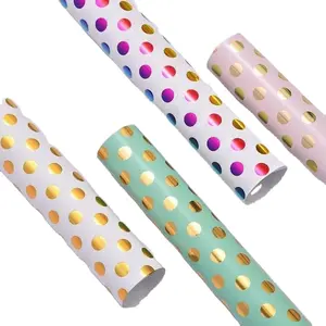 Golden dots book gilding Birthday Christmas gift wrapping paper cheap Hot Stamping Decorative Wrapping Paper Upholstery Paper