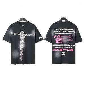 T-shirt unisexe 2026 NFC HELL Vintage Fashion Brand à manches courtes, coupe ample, en pur coton, avec lettres vieillies et effet délavé - Product Image 4