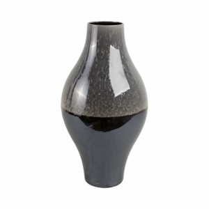 Vaso in ceramica a forma di bulbo per soggiorno, decorazione per la casa, finitura nera lucida, da posizionare su tavolo - Product Image 1