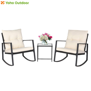 Juego de Sofás de Mimbre Sintético y Acero de 3 Piezas, Estilo Contemporáneo, Duradero y Cómodo, Muebles de Patio para Exteriores, Sala de Estar - Product Image 2