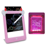 Nouveauté : Jouets éducatifs réutilisables, tableau à dessin avec lumière LED, bloc-notes effaçable avec stylos marqueurs
