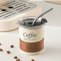 Mug isotherme en acier inoxydable de 300 ml, vente en gros d'usine, personnalisable, avec paille et couvercle, pour café et boissons froides