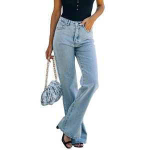Jeans de mezclilla casuales <span class=keywords><strong>para</strong></span> <span class=keywords><strong>mujer</strong></span>, nuevos, baratos, lavados, con dobladillo dividido, elegantes, a la moda, pantalones largos de mezclilla <span class=keywords><strong>para</strong></span> <span class=keywords><strong>mujer</strong></span> - Product Image 2