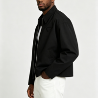 Veste de travail en toile OEM pour homme, en coton patchwork, coupe ample oversize, zippée, courte, à épaules tombantes, respirante, imperméable, personnalisée, de qualité supérieure