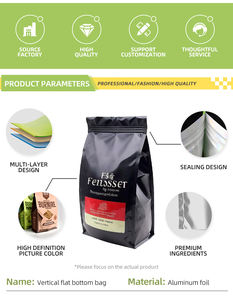 Sac d'emballage octogonal scellé pour grains de café, sac autoportant scellé, sac à café avec fermeture éclair latérale en aluminium - Product Image 4