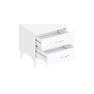 Table de chevet London White à 2 tiroirs, design moderne minimaliste en bois massif, design luxueux pour appartement, chambre à coucher, usage hospitalier - Product Image 3