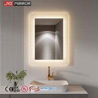 Miroir de salle de bain rectangulaire encadré avec fonction anti-buée, double capteur tactile, en aluminium de 4 mm, taille 600x800 mm, éclairé par LED avec lumières