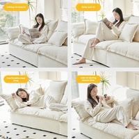 Canapé sectionnel à assise profonde en peluche - Rembourrage en éponge haute résilience et duvet d'oie, design lavable