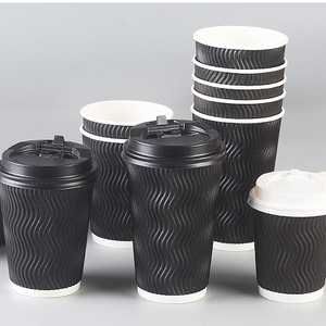 ถ้วยกระดาษกาแฟพร้อมฝาปิดลายริ้วคลื่นสองชั้นขนาด6ออนซ์8ออนซ์9ออนซ์10ออนซ์14ออนซ์16ออนซ์แบบทิ้งได้ตามต้องการ - Product Image 2