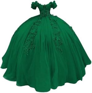 LY-QD0049 Abito <span class=keywords><strong>da</strong></span> <span class=keywords><strong>Ballo</strong></span> <span class=keywords><strong>da</strong></span> Principessa per Quinceañera per Ragazze di 15 Anni con Spalle Scoperte Gonna con Strass Corpetto in Pizzo Lungo fino a Terra per Adolescenti - Product Image 5