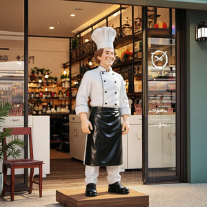 Creativo <span class=keywords><strong>restaurante</strong></span> <span class=keywords><strong>recepcionista</strong></span> Chef figura escultura entrada exhibición artículo grande decoración al aire libre - Product Image 5