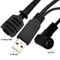Cable USB Verifone doble paso de 14 pines 1,27 IDC USB 5,5X2,1mm Cable de alimentación CC para Verifone Vx805 Vx820 TPE