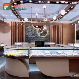 Vitrine à bijoux en verre, comptoir à bijoux en bois, éclairage LED, étagère de présentation de bijoux de luxe, comptoir haut de gamme - Product Image 3