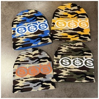 Casquette d'hiver unisexe personnalisée, design de bonnet en acrylique tricoté, style streetwear, jacquard camouflage, broderie logo, motif camouflage