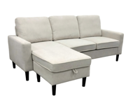 Canapé sectionnel 3 places au design moderne, gain de place, ottoman rangable, ensemble de meubles économiques pour salon en tissu