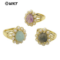 WT-MPR082 Incroyable Délicat Mode Or Femmes 18K Plaqué Larme Ouvert Réglable Oeil De Tigre Pierre Anneau