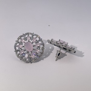 Boucles d'oreilles clous tendance et luxueuses Tianyu Gems en laiton plaqué or avec zircon rose en forme de poire et de fleur, design luxueux - Product Image 1